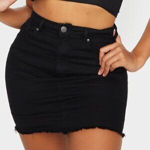 PrettyLittleThing  black denim skirt fray hem 0
